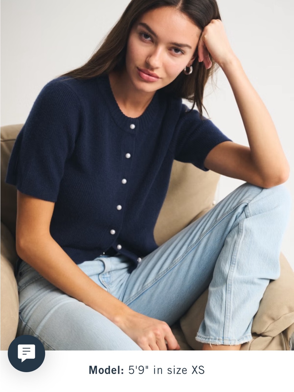 Brown Merino Wool-Blend Short-Sleeve Cardigan